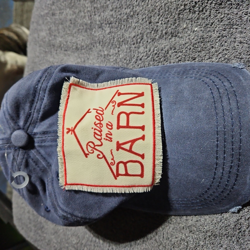 Ball cap  states " raised in a barn" by Southern junkie